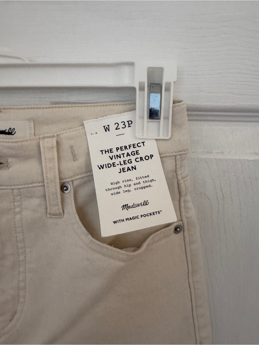 Madewell The Perfect Vintage Wide-Leg Crop Jean - Cream size 23P